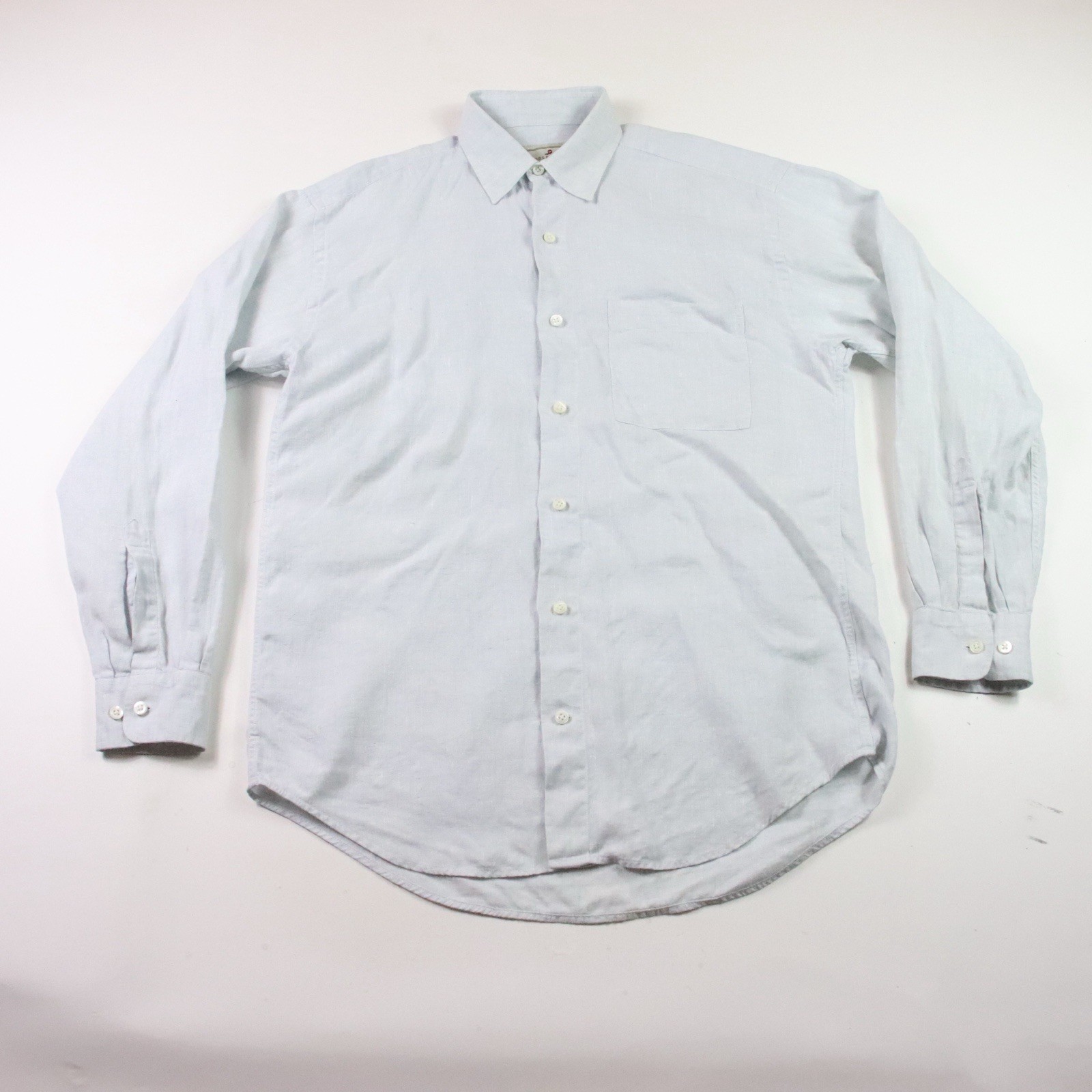 Madeleine Finn Linen Sporting Men’s Medium Light Blue Long Sleeve Shirt