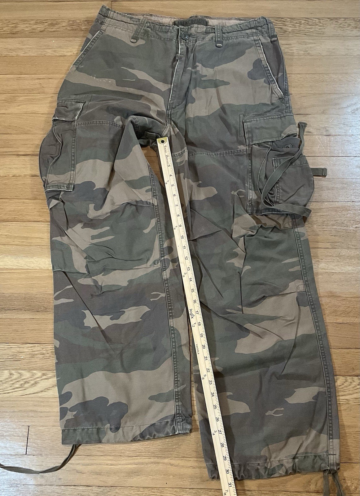 Vintage Abercrombie Fitch Paratrooper Distressed Cargo Pants Men 34×30 Camo Army