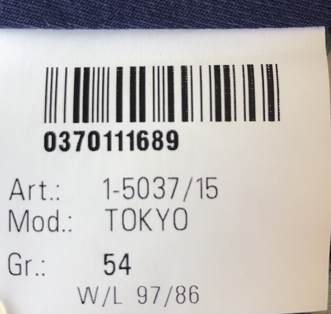 Meyer NWT Chinos / Casual Pants Size 54EU 38US Tokyo In Solid Blue Cotton Blend