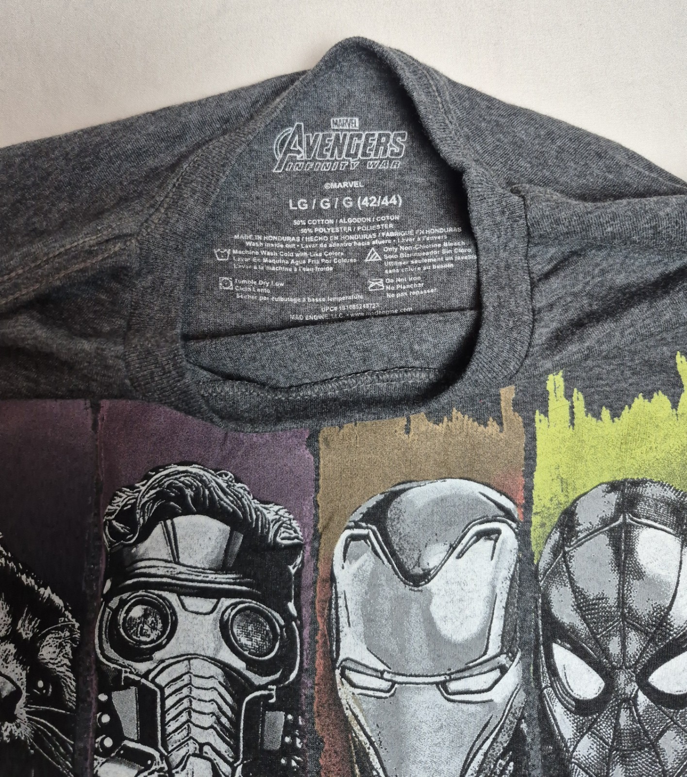 Marvel Avengers Infinity War T-Shirt Men’s Large Heather Gray Mad Engine Graphic