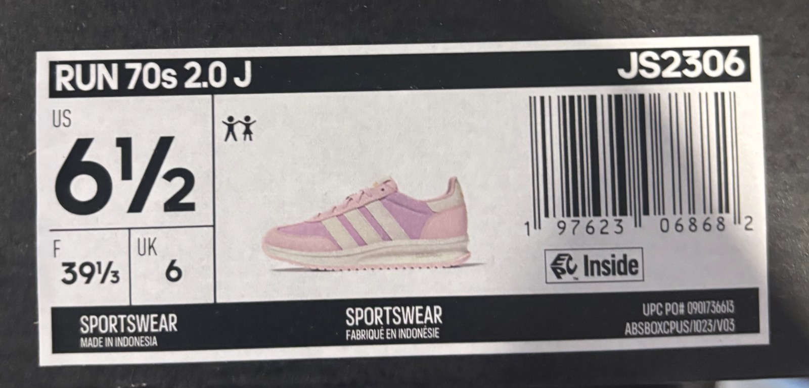 Adidas Run 70s 2.0 J, JS2306, US 6.5 (Kids/Junior), pink/lavender/cream colorway