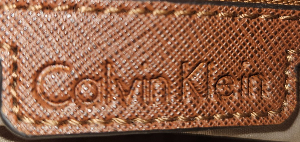 Calvin Klein CK Monogram Brown Crossbody Bag Adjustable Strap Gold Hardware