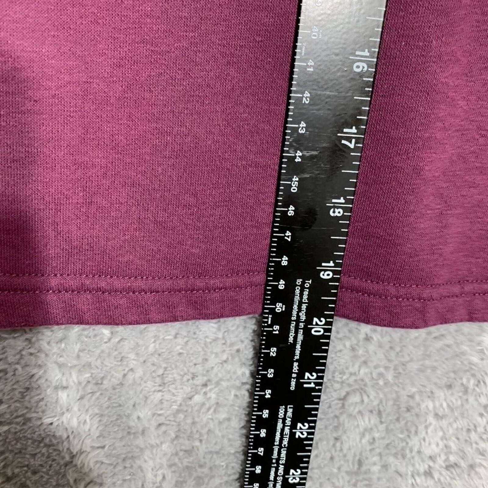 Primark Sweatshirt Womens S Burgundy Cropped Puff Sleeve Fleece Pullover Relaxed