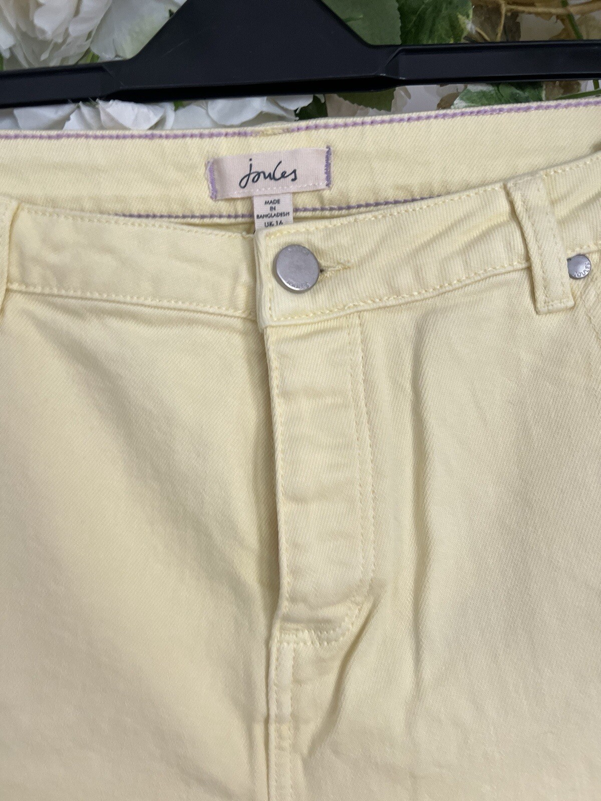 JOULES Bette Jeans Size 20 Lemon Yellow Denim Slim Straight Cropped Leg NEW