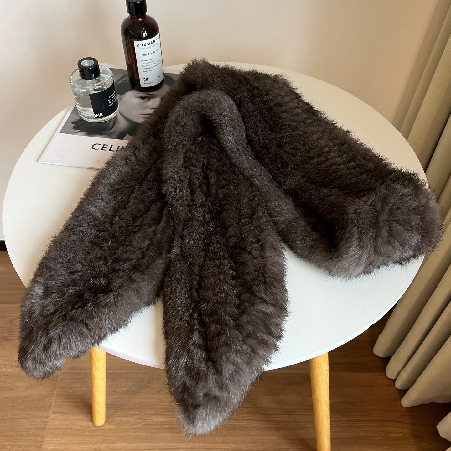 Women Real Rabbit Fur Scarf Warm Collar Long Shawl Neckerchief Wrap Neck Warmer