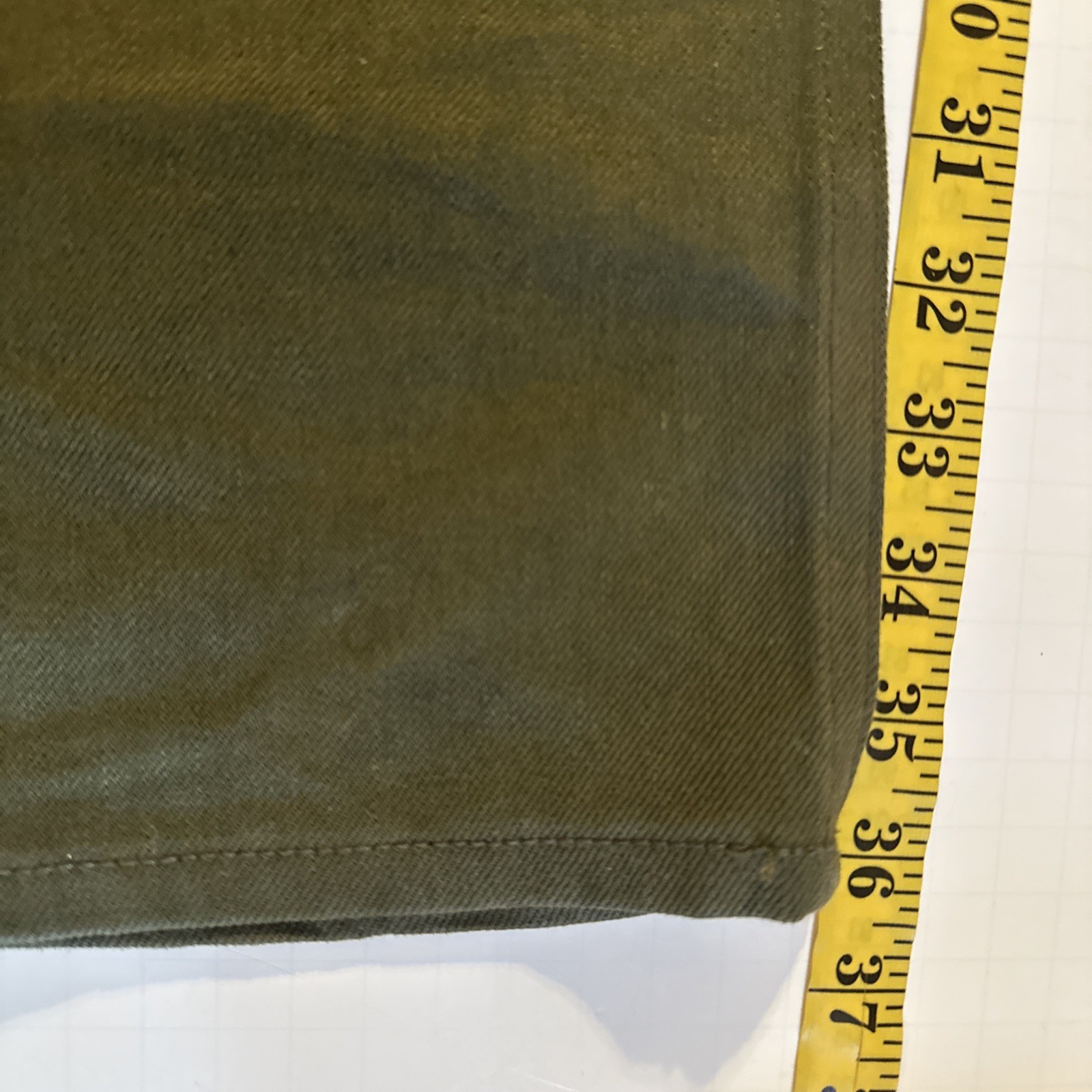 Gustin Mens Slim Fit Raw Selvedge Jeans Olive Green Size 34 x34 Made n USA Denim