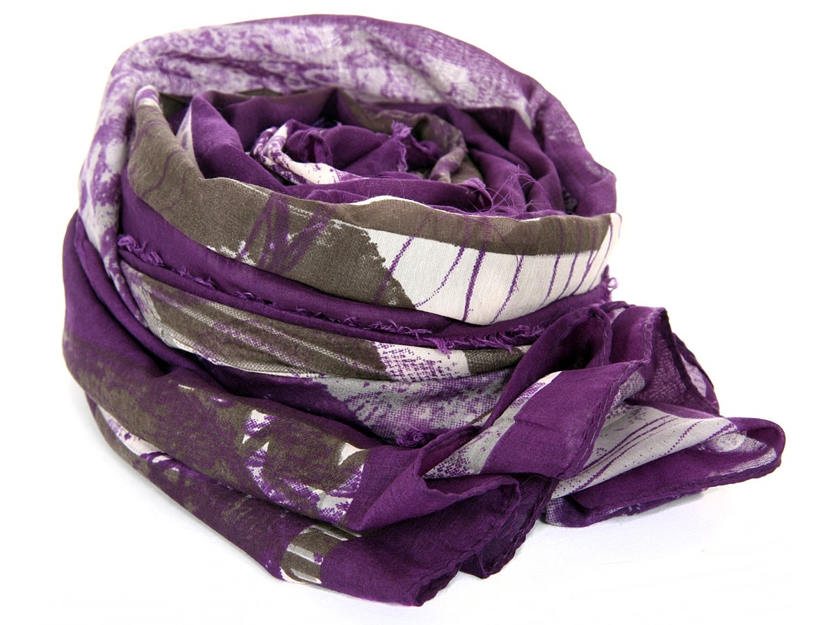 Geometic Art Print Purple Polyester Scarf Purple 40 x 70 inches