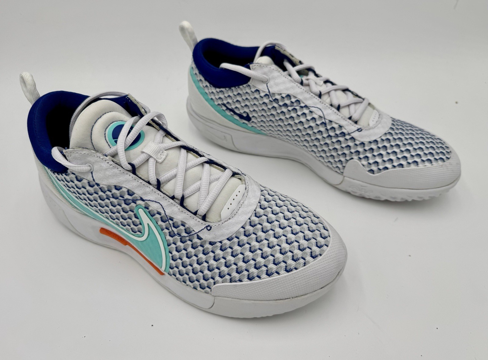 Nike Air Zoom Court Pro HC White Dynamic Turq Tennis Shoe DH0618-141 Men Size 10