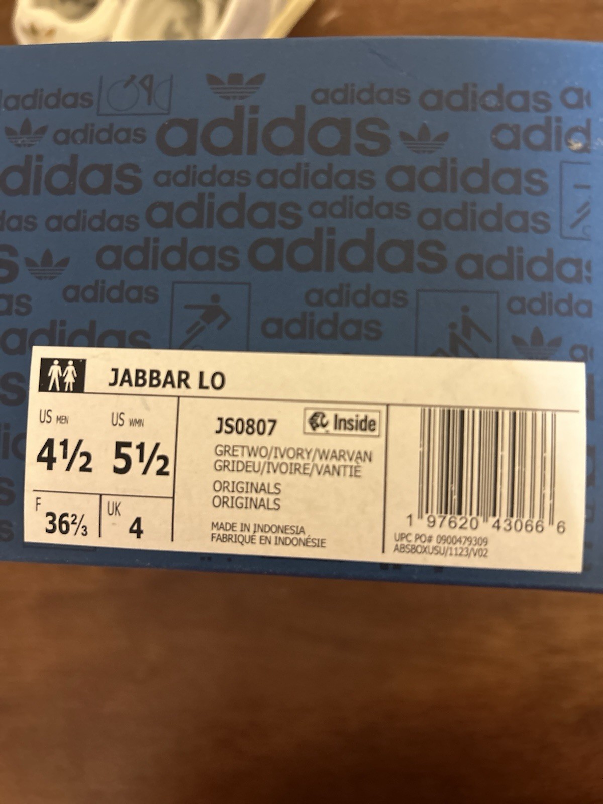 NEW ADIDAS JABBAR LO M 4.5/ W 5.5 Grey/Ivory/Vanilla JS0807 Sneakers Shoes