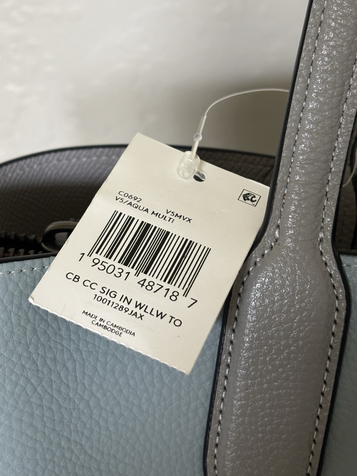 Coach WILLOW TOTE Color Block Bag~ Signature Aqua Blue NWT