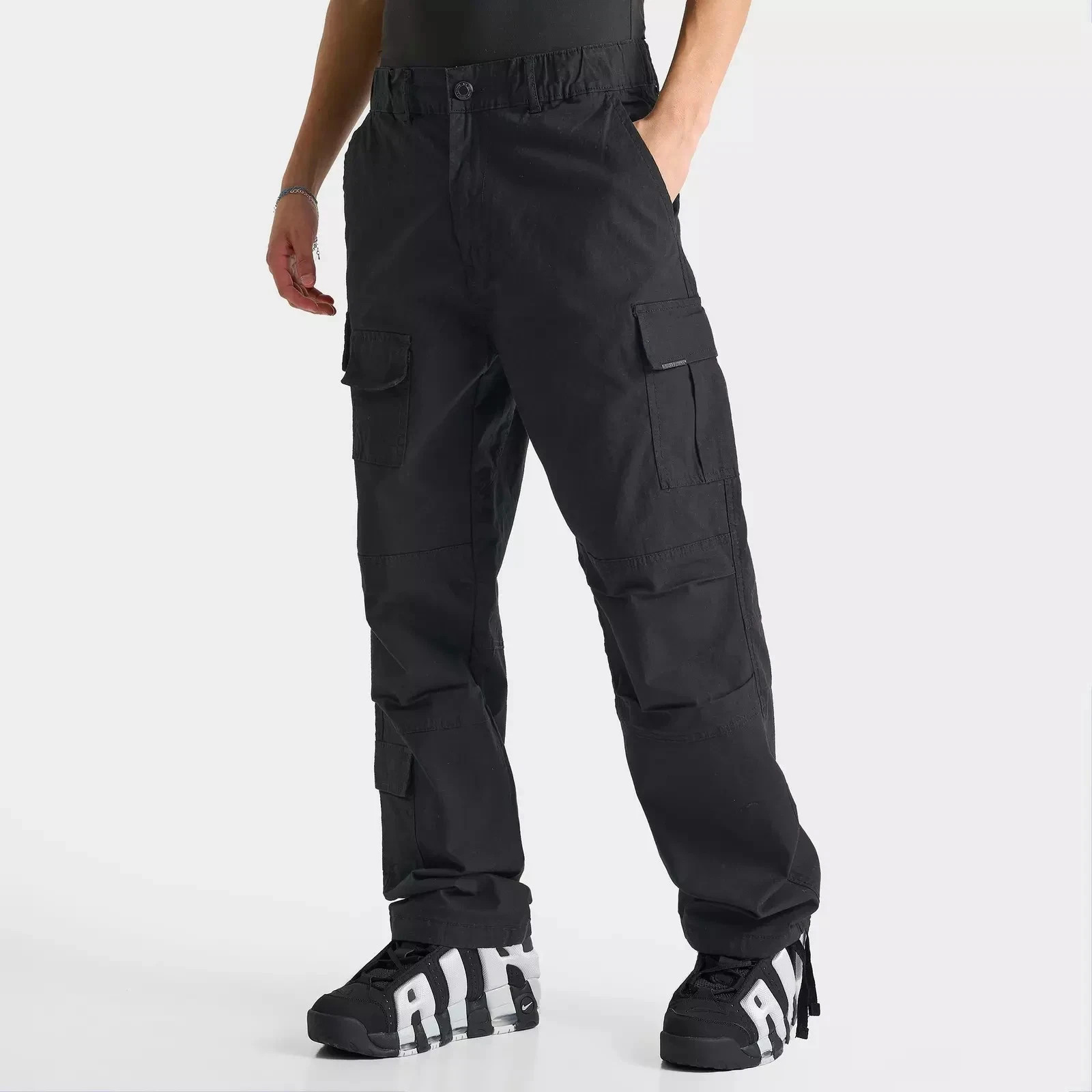 Men’s Flex Cargo Trousers Heavy Duty Stretch Casual Pants Black Medium New
