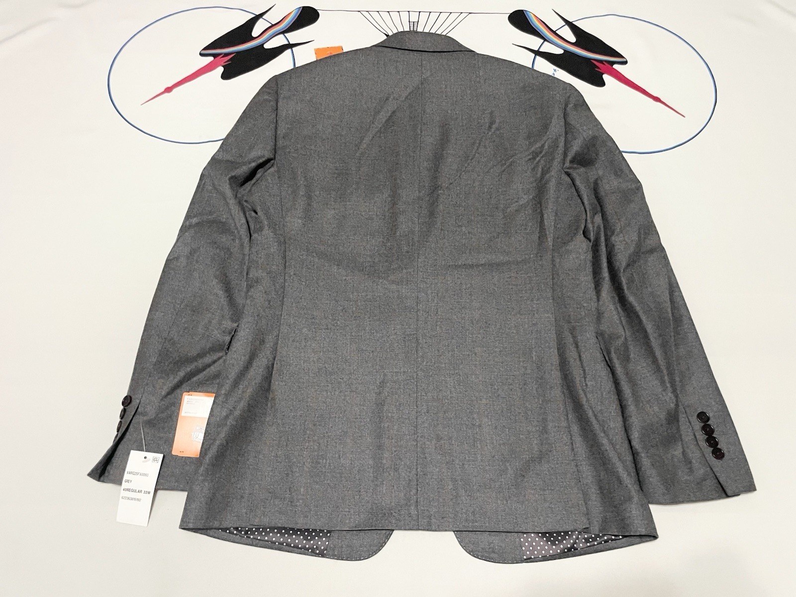 NWT Tallia 2 pc Suit Jacket Blazer 40R Pants 33×31 100% Wool Plaid Gray $650