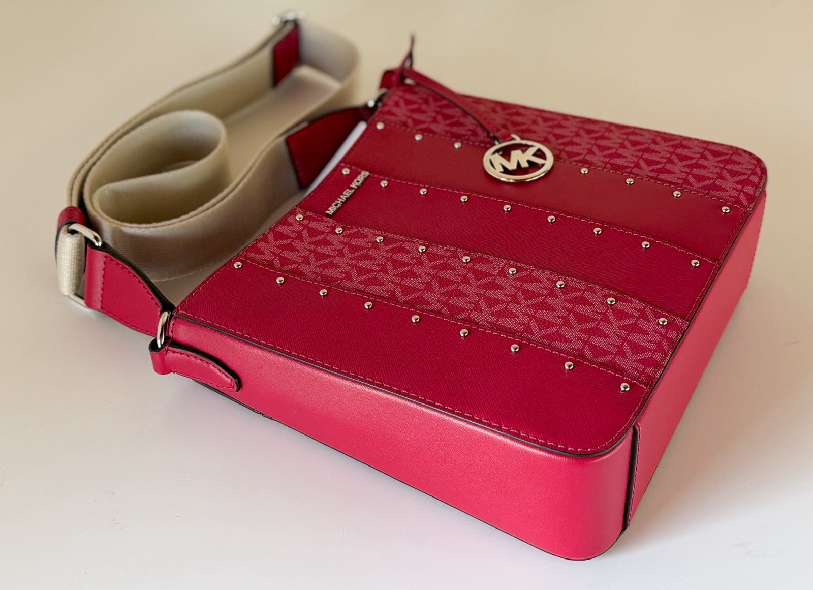 Michael Kors Jet Set Travel SM Shoulder Crossbody Bag MK Dark Raspberry Multi