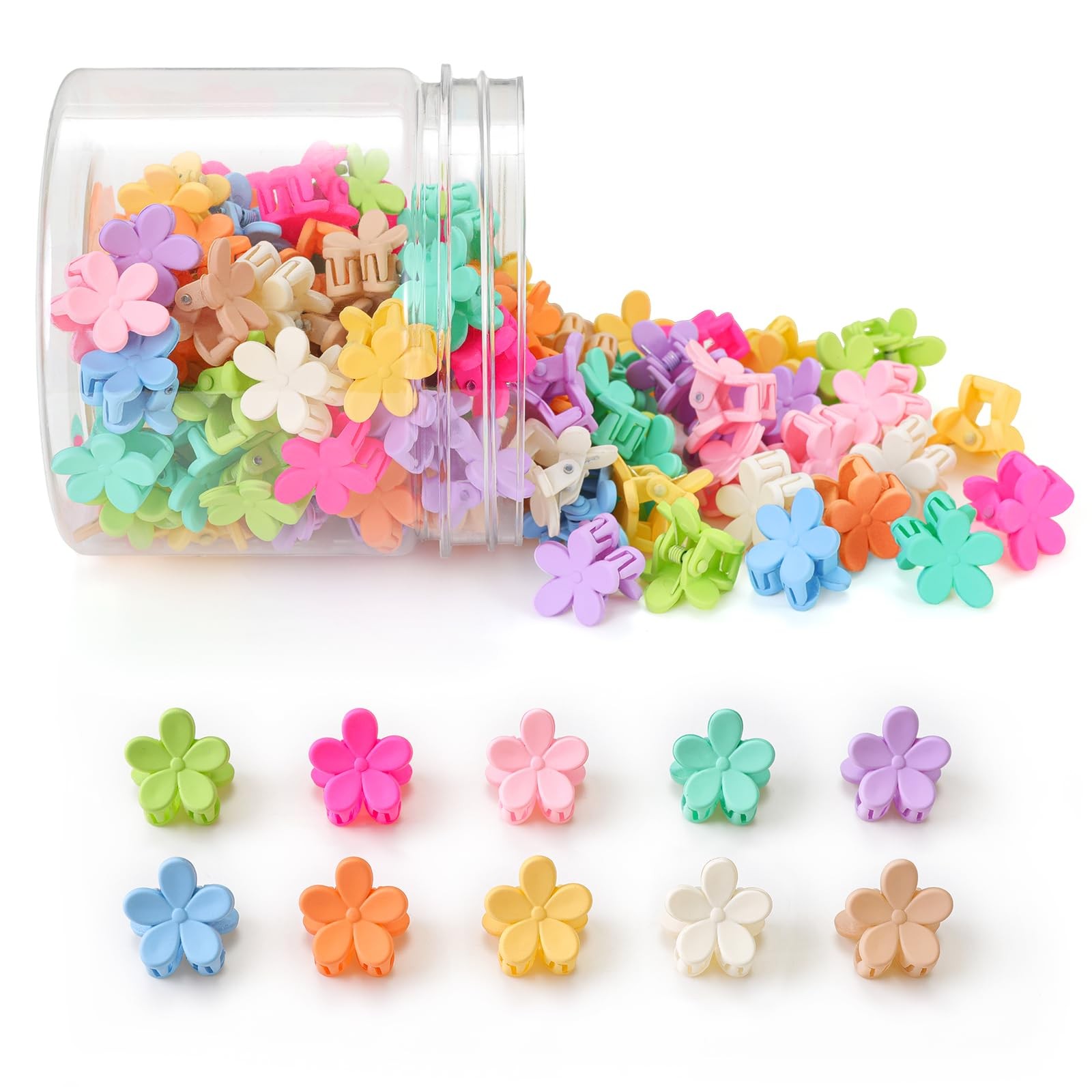 Mini Flower Hair Clips 100Pcs, Small 1 Count (Pack of 100), Multicolor