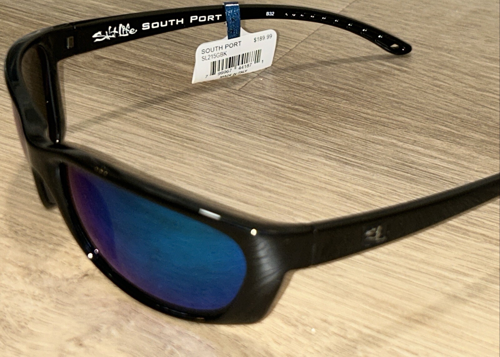 Salt Life South Port Gloss Black Saltlife Smoke Blue Lens Salty $189 New