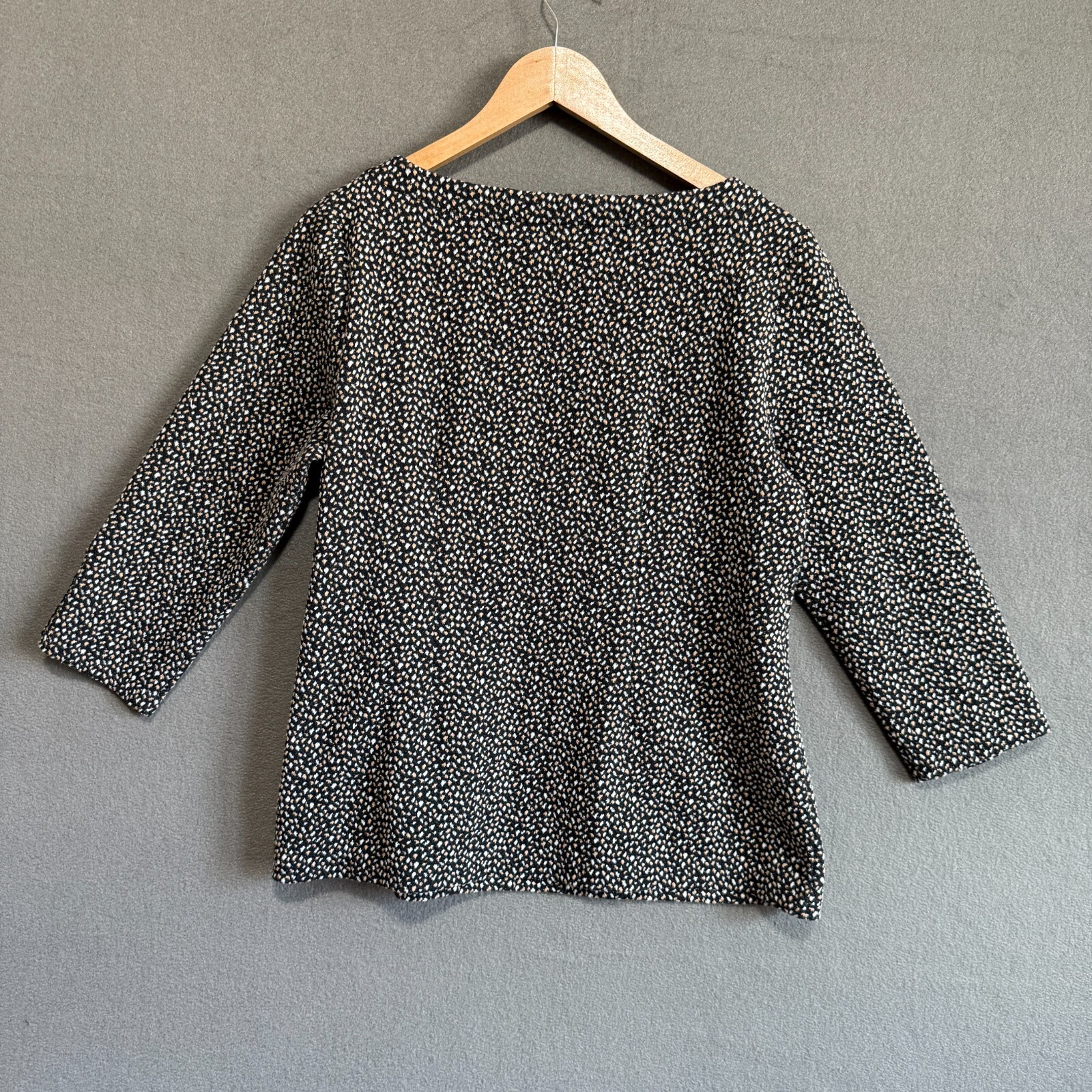 TALBOTS Petite 3/4 Sleeve Pearl Button Cuff Bateau Neckline In Confetti Print LP