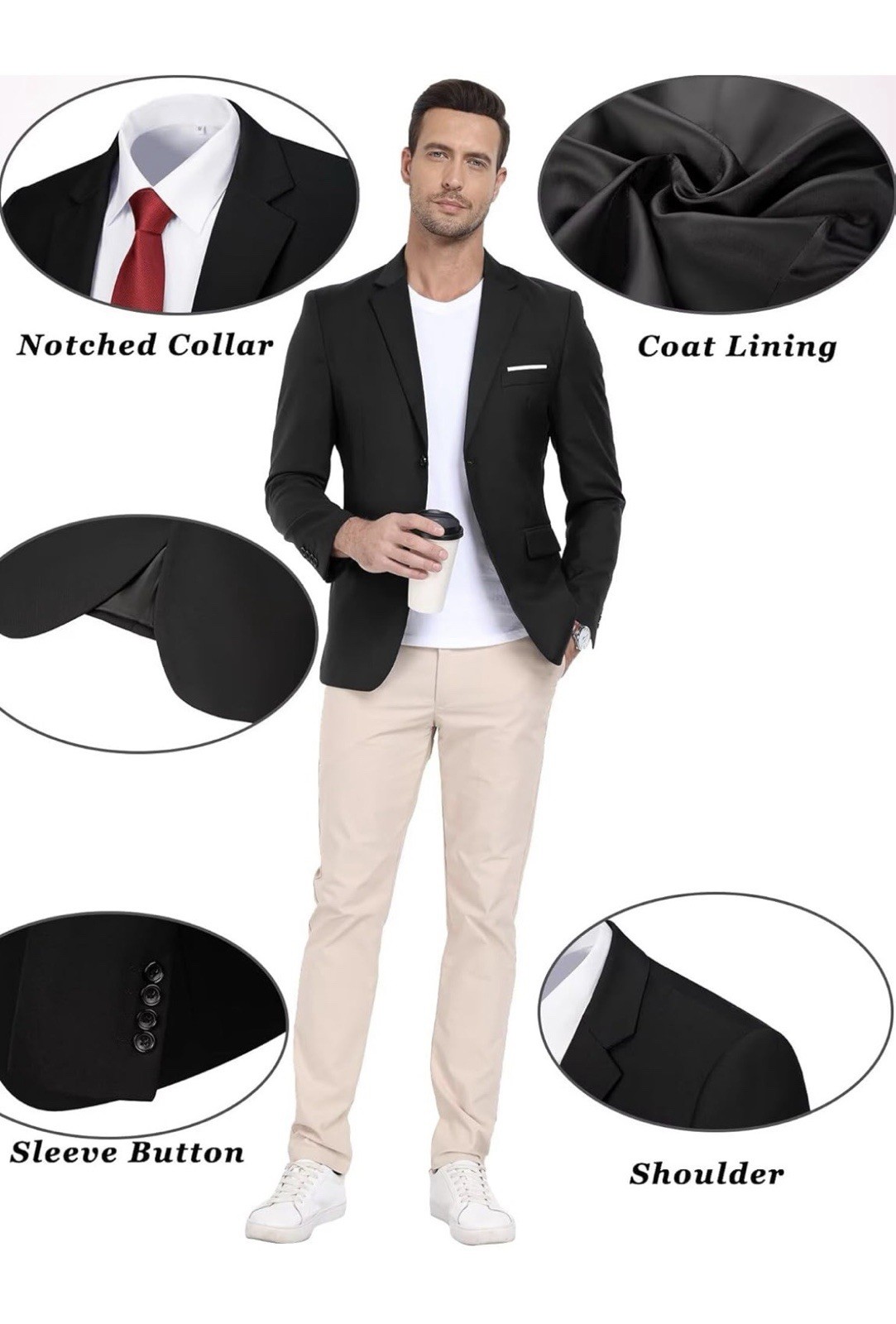 Black Suit Blazer For Men Size XL