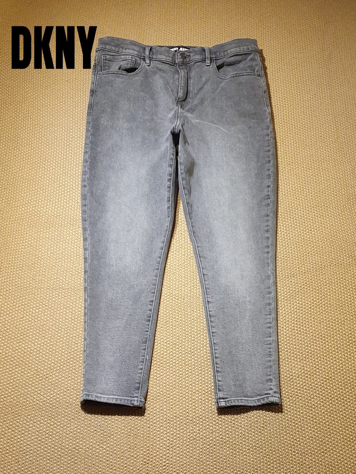 DKNY Women’s Grey High Rise Skinny Ankle Jeans Size W32 L27 Stretch Cotton Denim