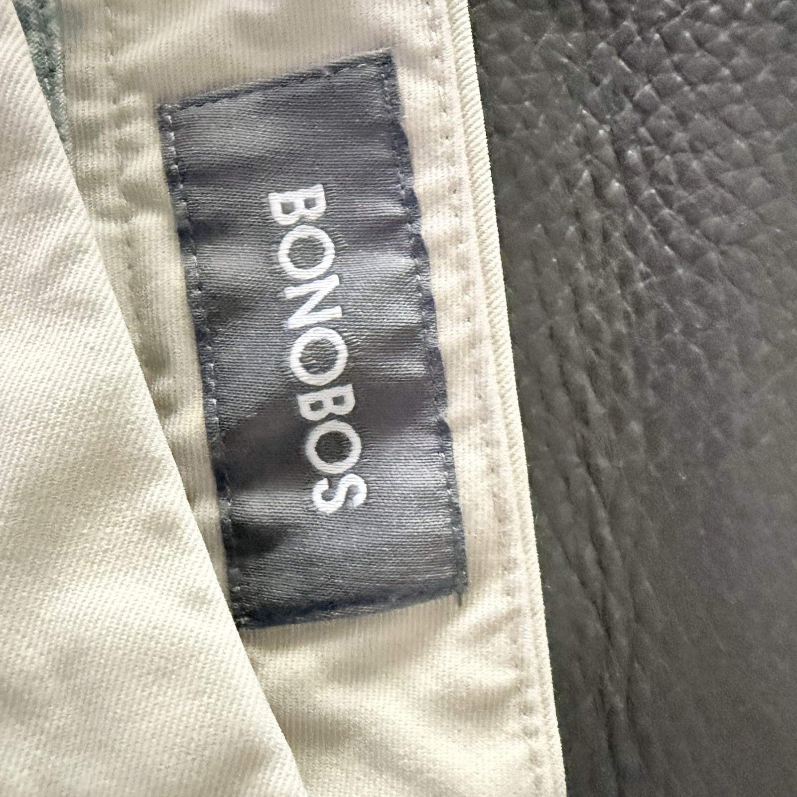 Bonobos Men’s Slim Fit Ivory Khakis 35 Flat Front Button Cotton Solid