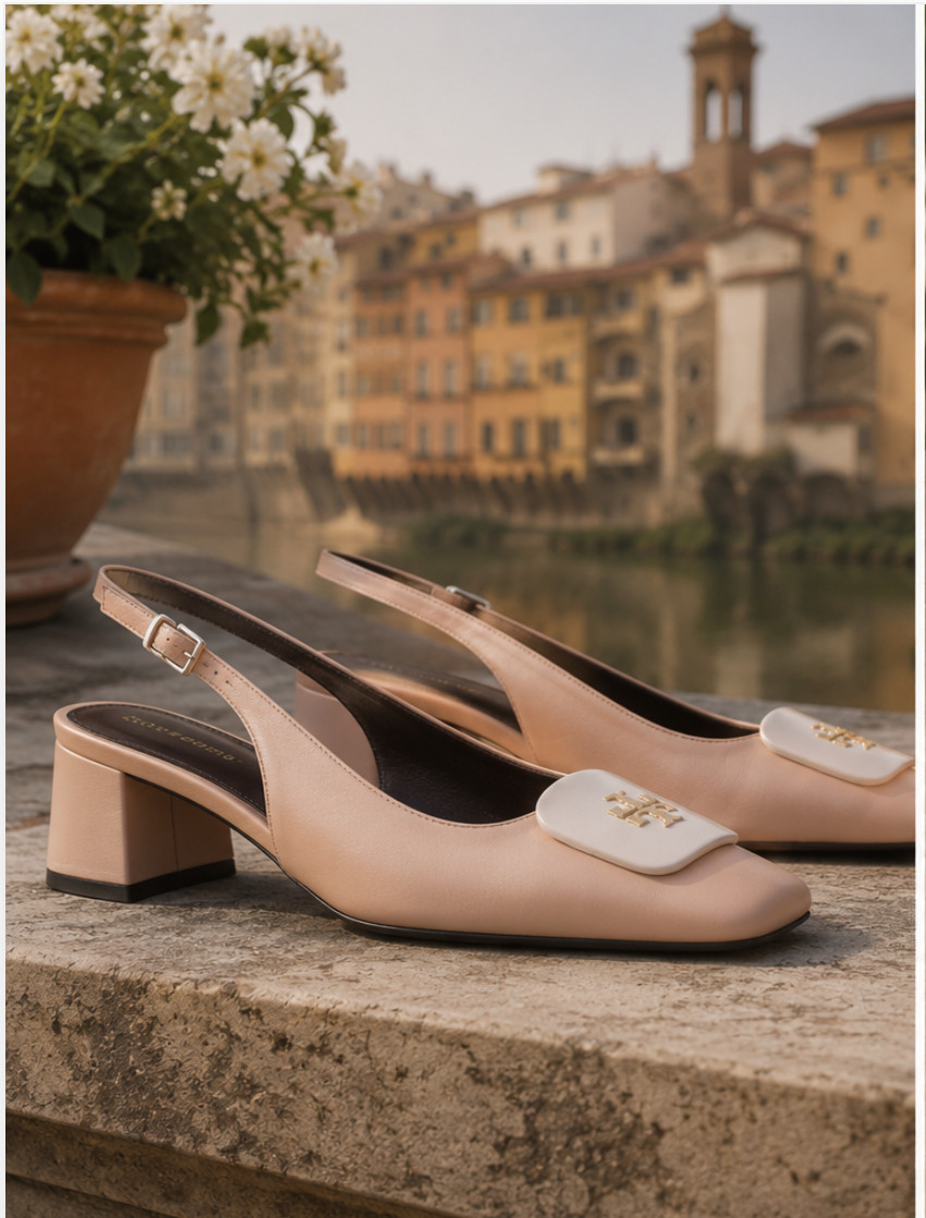 Tory Burch Georgia Slingback Pump 55mm Patent Leather Pink Brick 650 Size 8M