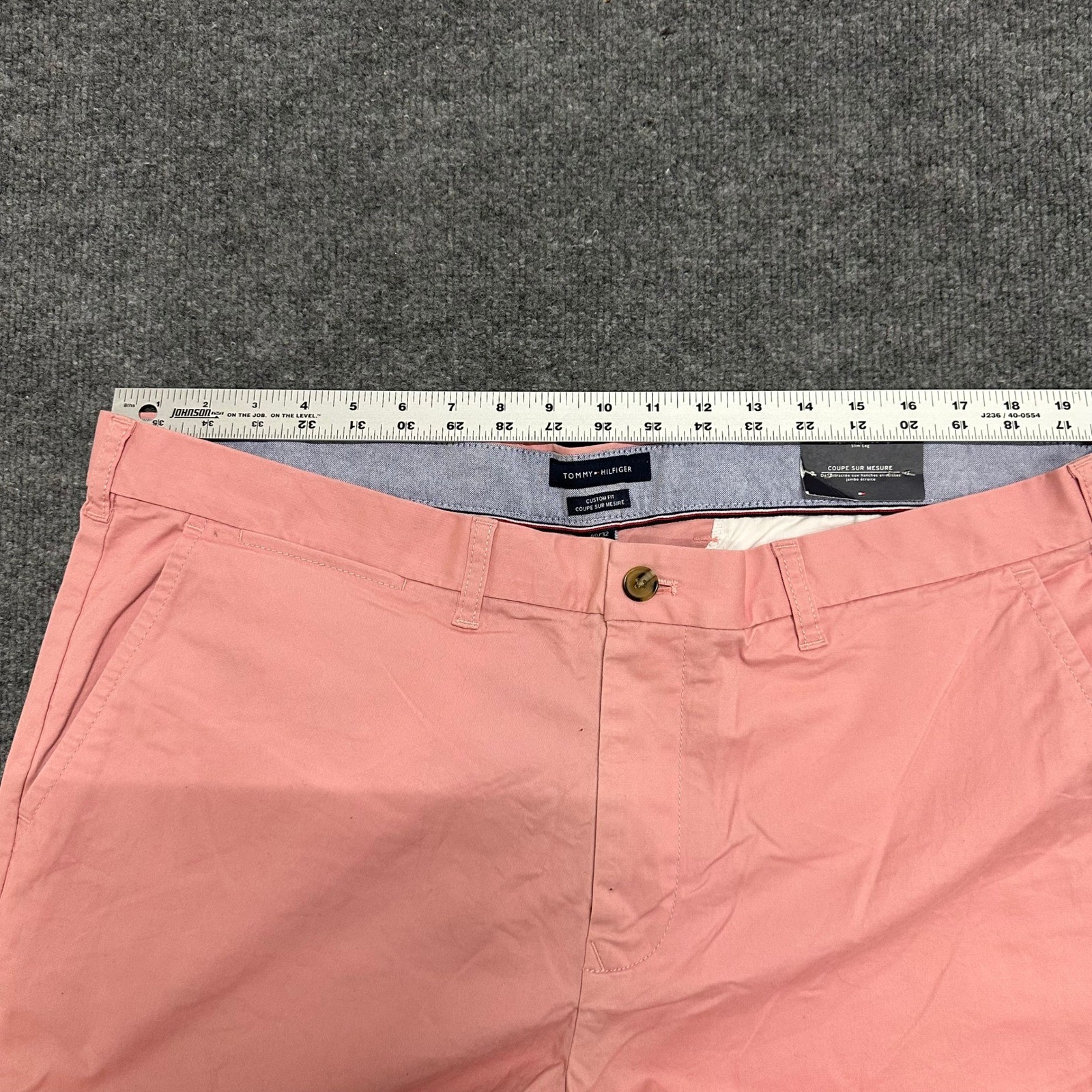 Tommy Hilfiger Chino Pants Mens Size 40/32 Pink THFlex Custom Fit Slim Leg