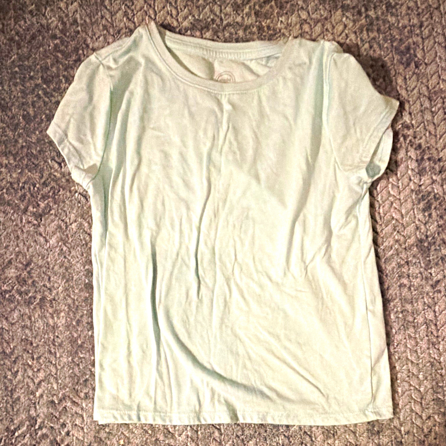Wonder Nation Girls M (8) Light Blue Solid Crew Neck Short Sleeve Pullover Tee