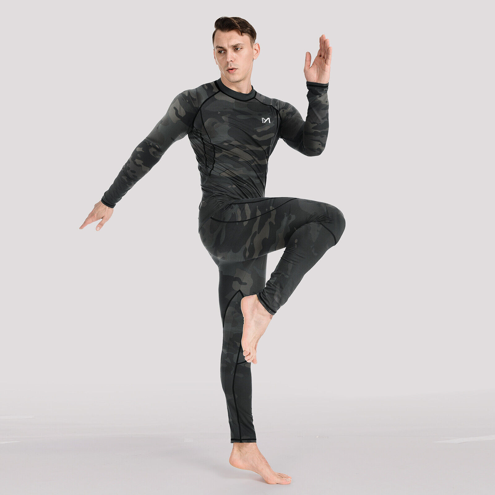 Mens Thermal Underwear Set Sport Long Johns Base Layer Warm Compression Camo Set