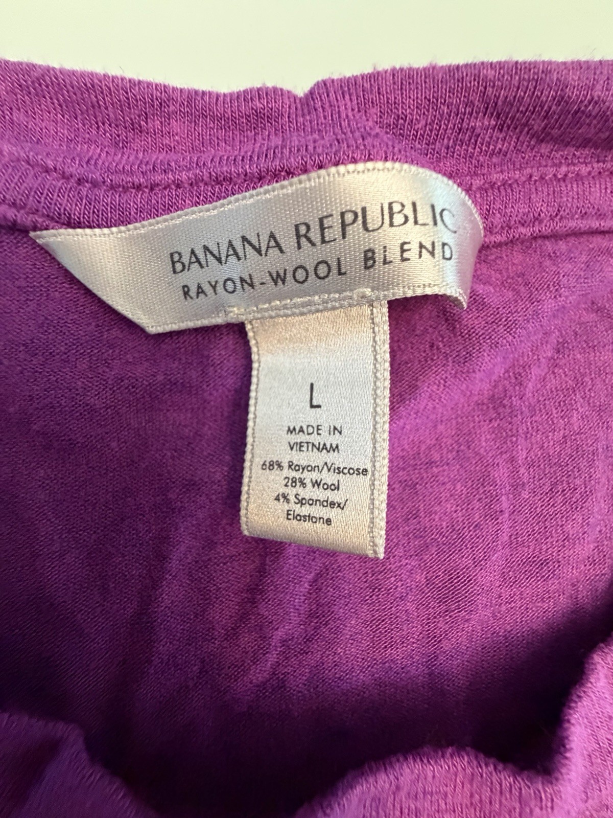 Banana Republic Rayon Wool Blend Purple Lightweight Long Sleeve Top Large