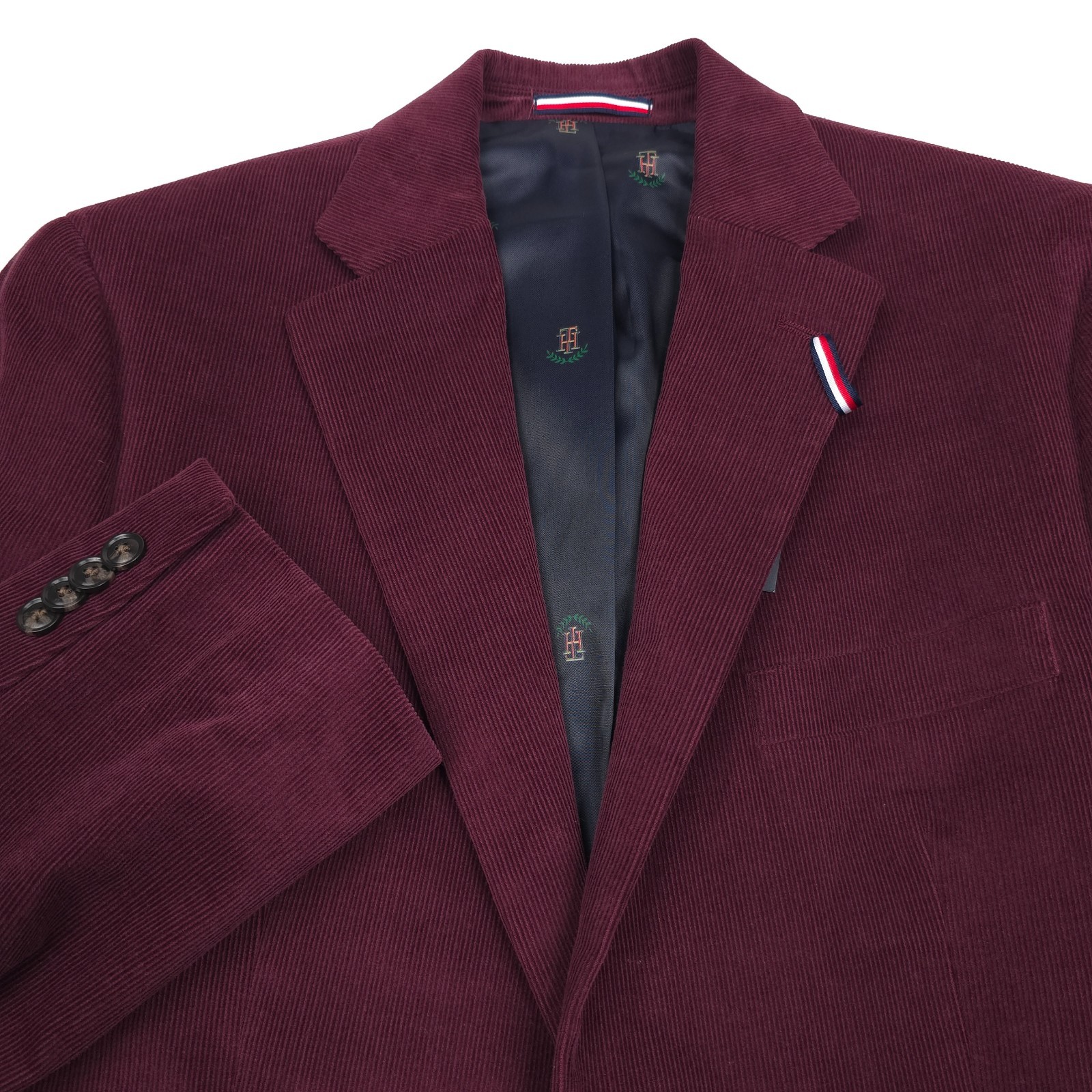 Tommy Hilfiger Daltry Corduroy Sport Coat Mens 46R Burgundy Red Blazer Jacket