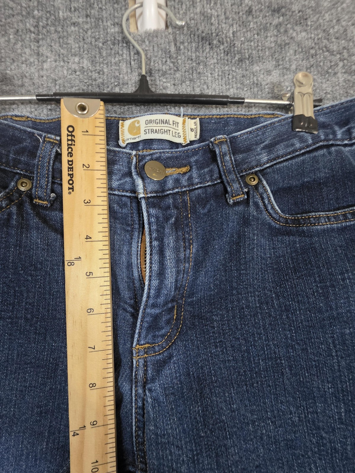 Carhartt Jeans Womens 8 Regular Blue Flannel Lined Original Fit Straight 102729
