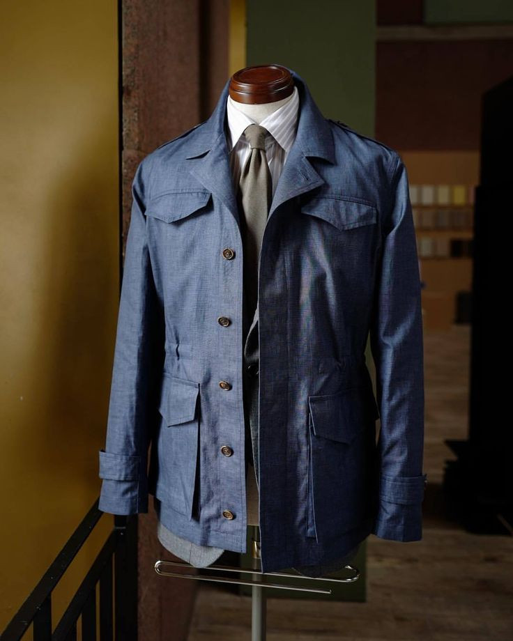 Navy Linen Cotton Men Safari Jackets Four Pockets Casual Summer Men Hunting Coat
