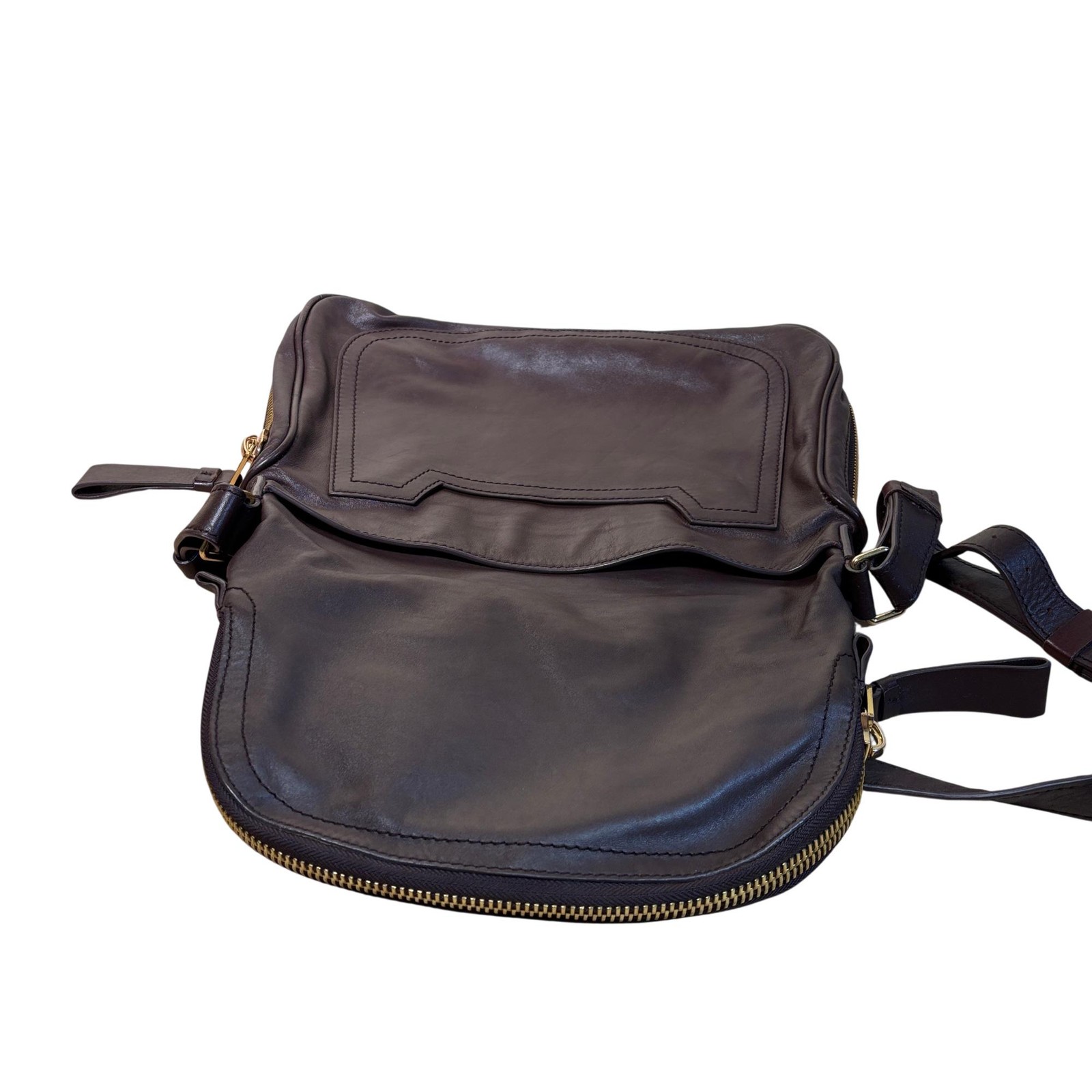 Tom Ford Jennifer Large Brown Calfskin Leather Crossbody Bag 14.25″L/4″W/11″H