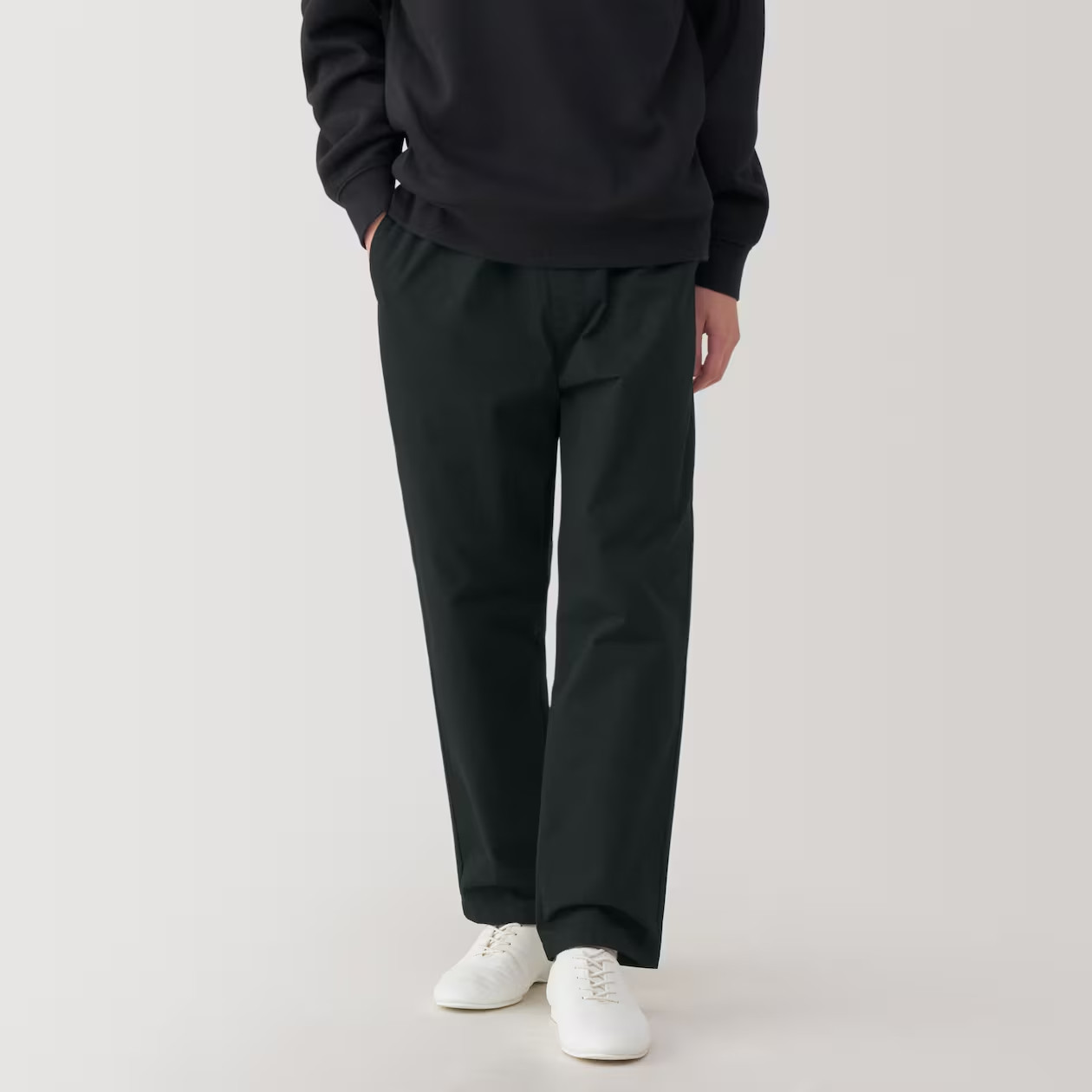 MUJI Mens 100% Cotton Washed Easy Pants Black FedEx