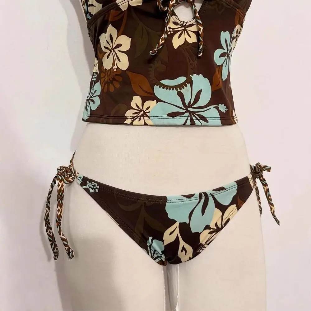 2Pcs/Set Fashion Summer Y2k Beach Bikini Punk Vintage Bikini Set Goth Casual Bea