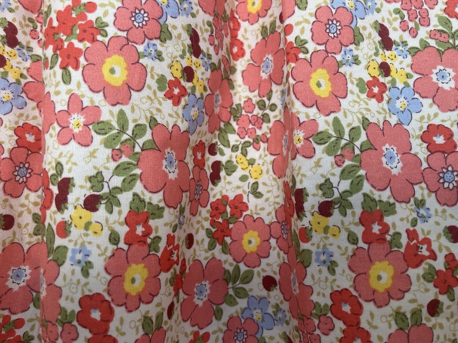 Vintage Style Handmade Summer Skirt. Red Floral Pattern.Cotton. Size 14/16