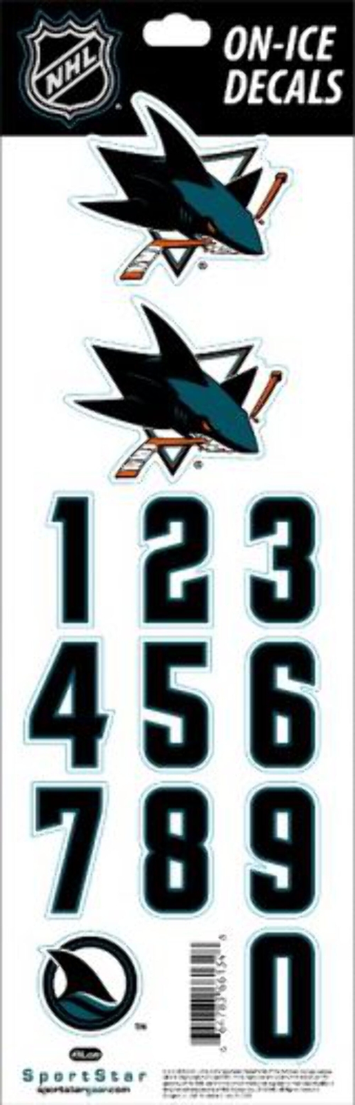 San Jose Sharks Sportstar NHL Hockey Helmet On-Ice Decals Kit – White (Shark Fin