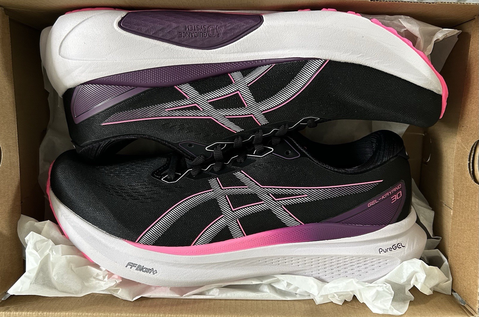 Size 11.5 Asics Women’s Gel Kayano 30 Black/ Lilac Hint 1012B357-004 New in Box