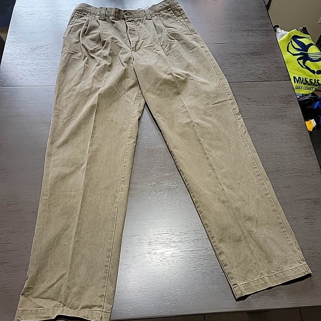 Savane Men’s Casual Pants Military Olive Pleated 36×34