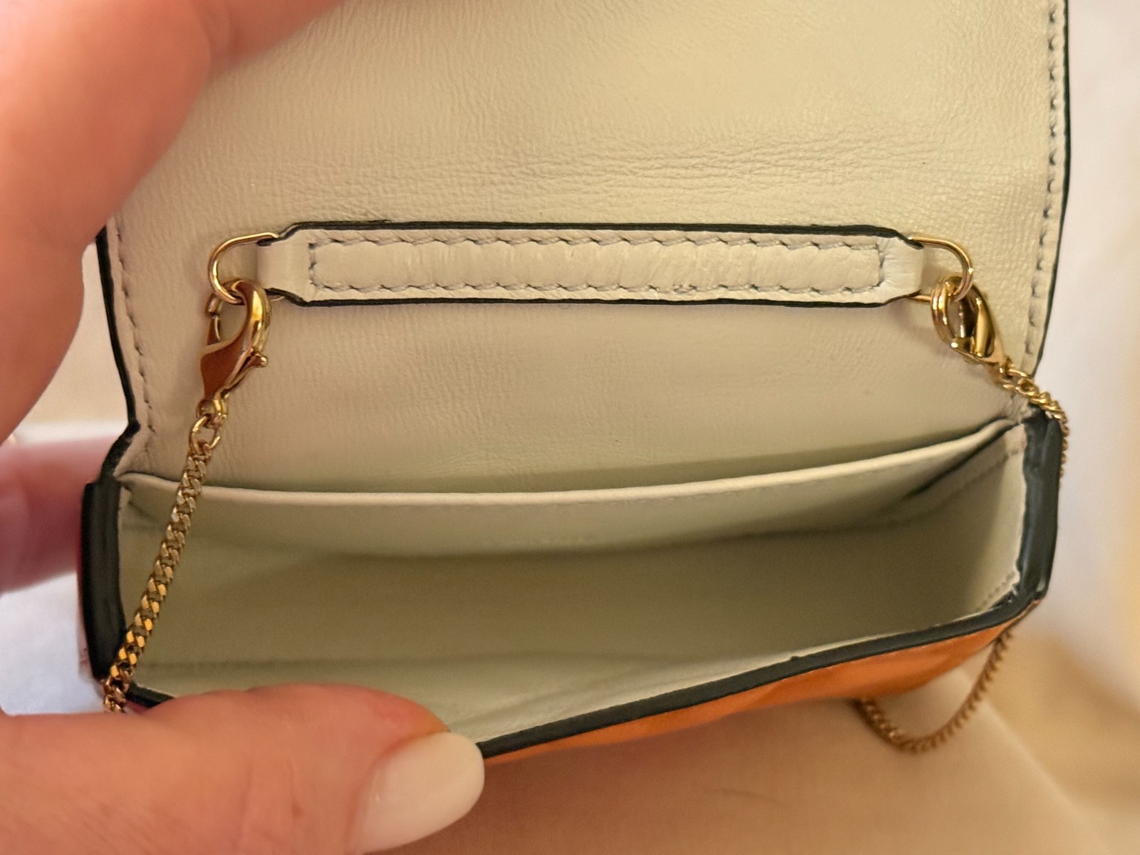 Fendi Multi-Color FF Embossed Nano Baguette Charm Bag With Chain