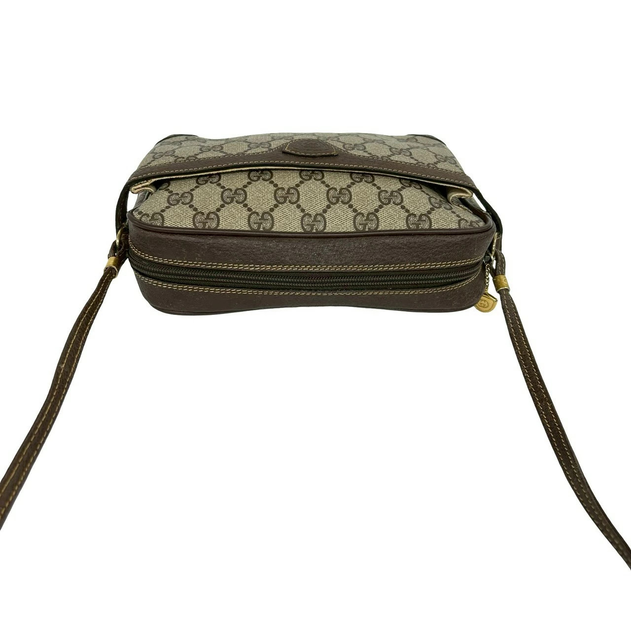 GUCCI Vintage Old Gucci GG Logo Pattern Leather Mini Shoulder Bag Pochette Brown