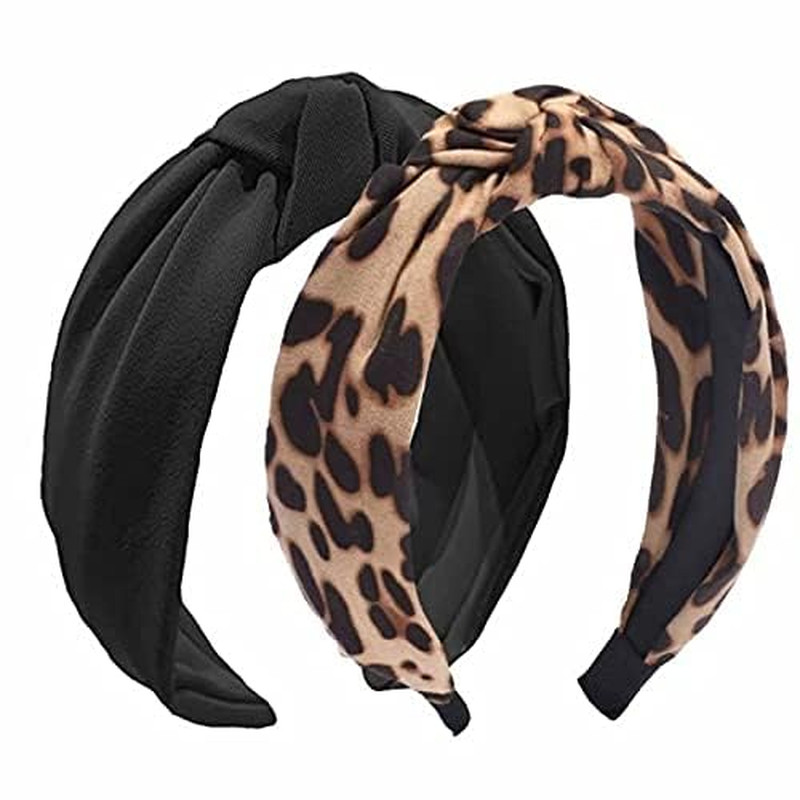 2PCS Headbands for Women, Bow Knotted Wide Headband, Yoga Hair Band Fashion Elas