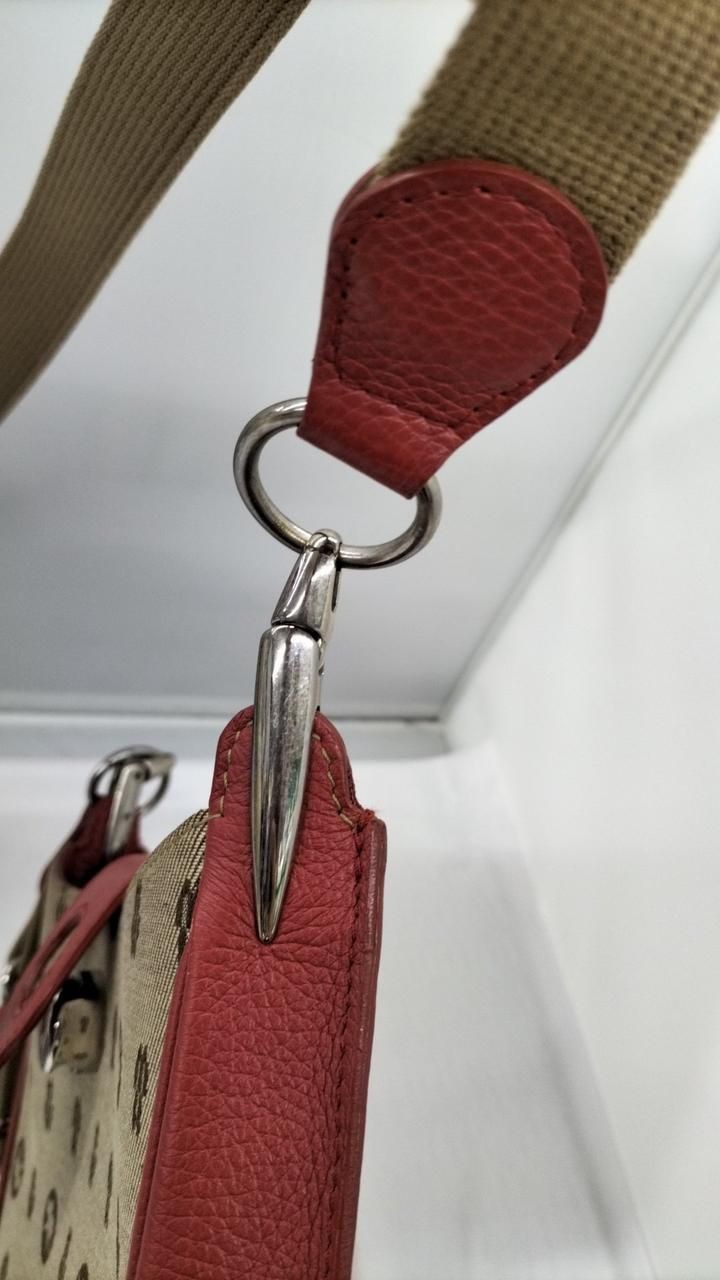 Hunting World canvas shoulder bag beige × red Used
