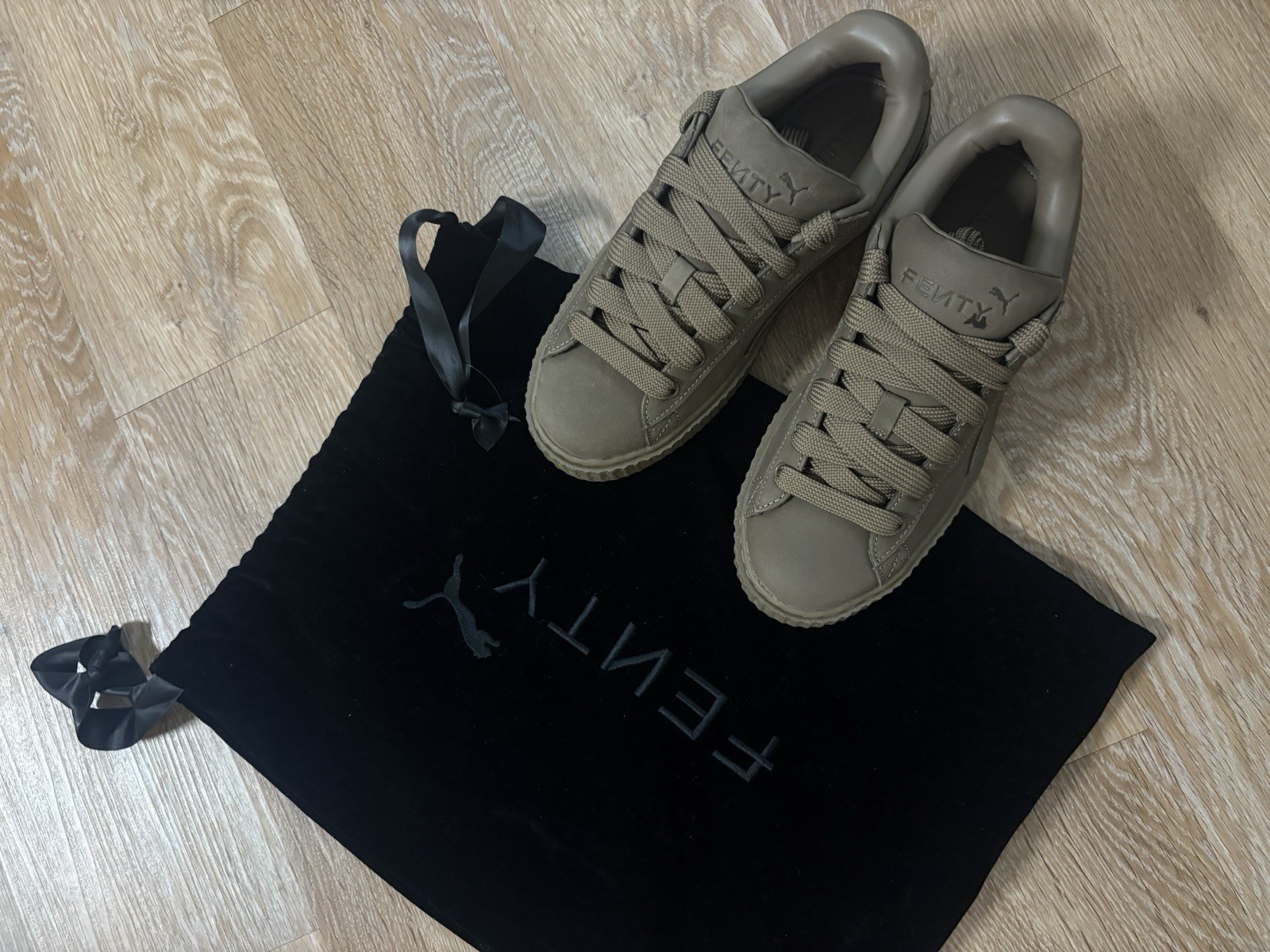 PUMA x FENTY Active Gaming Suede Lace-Up Sneakers Brown Unisex US 8