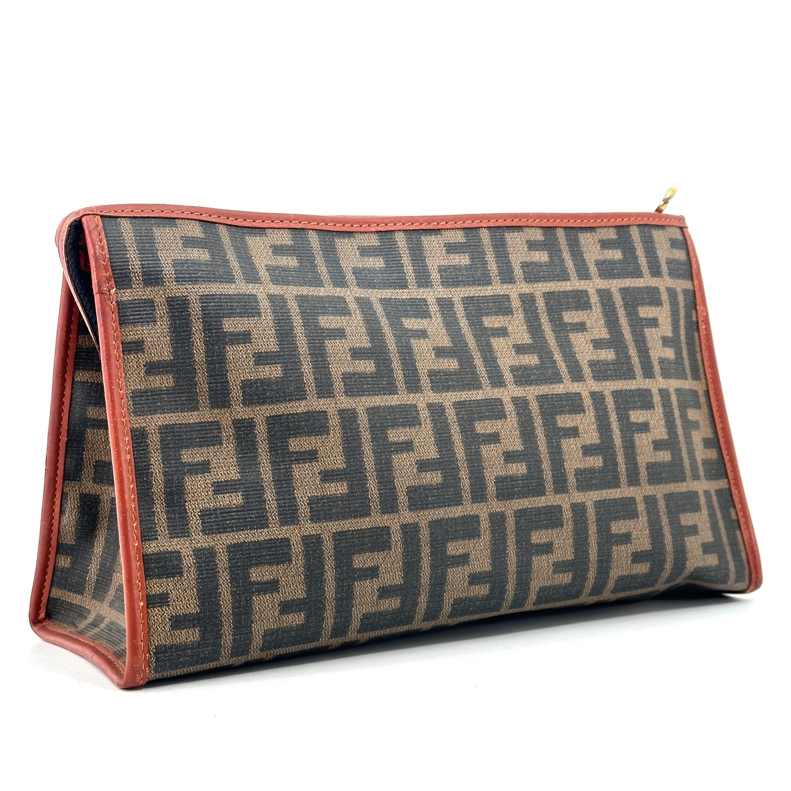 FENDI Zucca Clutch Bag Brown