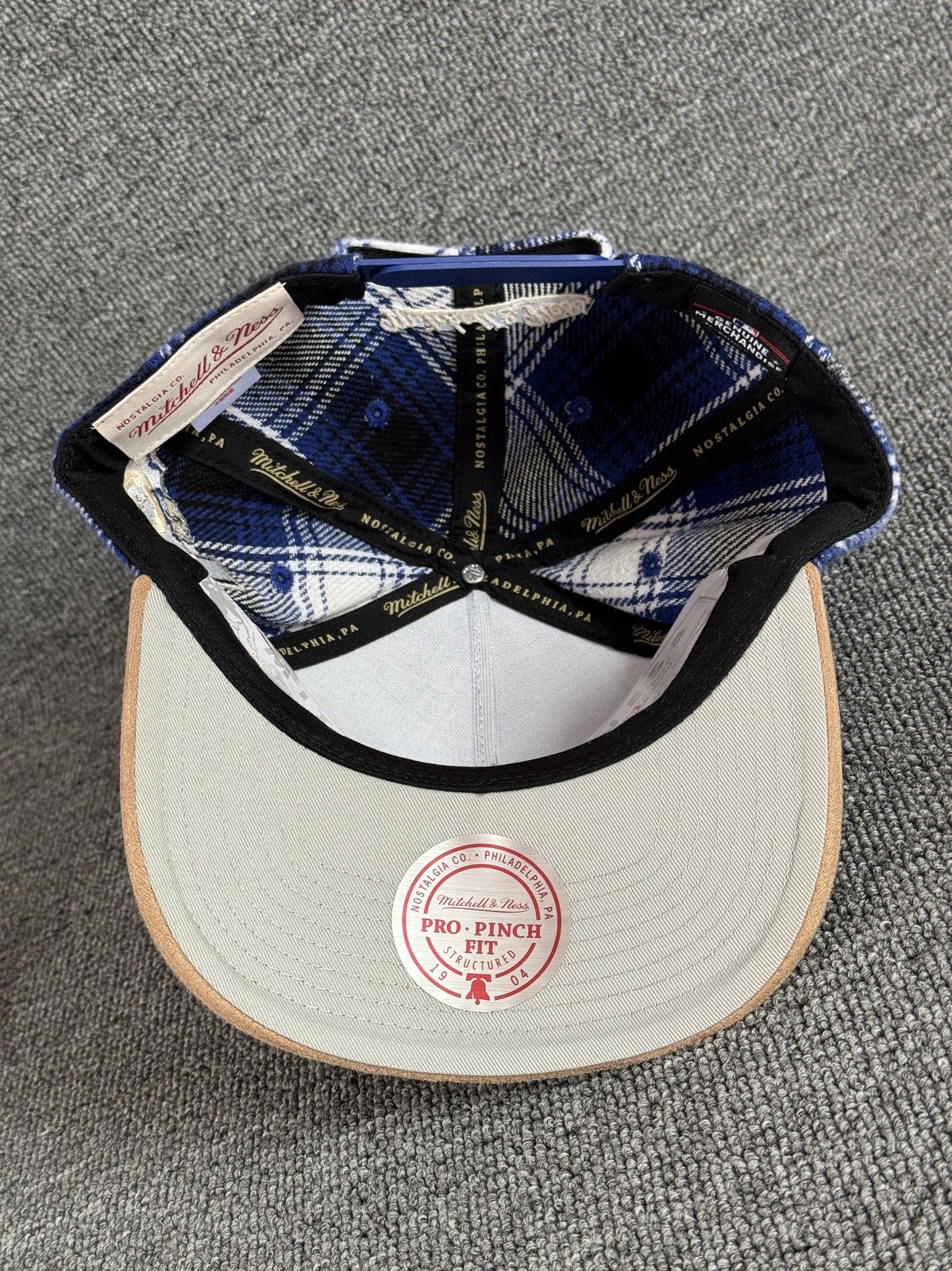 Mitchell & Ness Texas Rangers Plaid Snapback Tan Brim Hat One Size