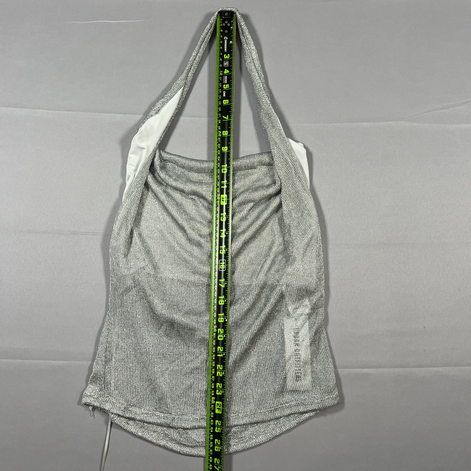 Urban Outfitters Thea Chainmail Mesh Halter Top Womens Large Silver Cowl Neck