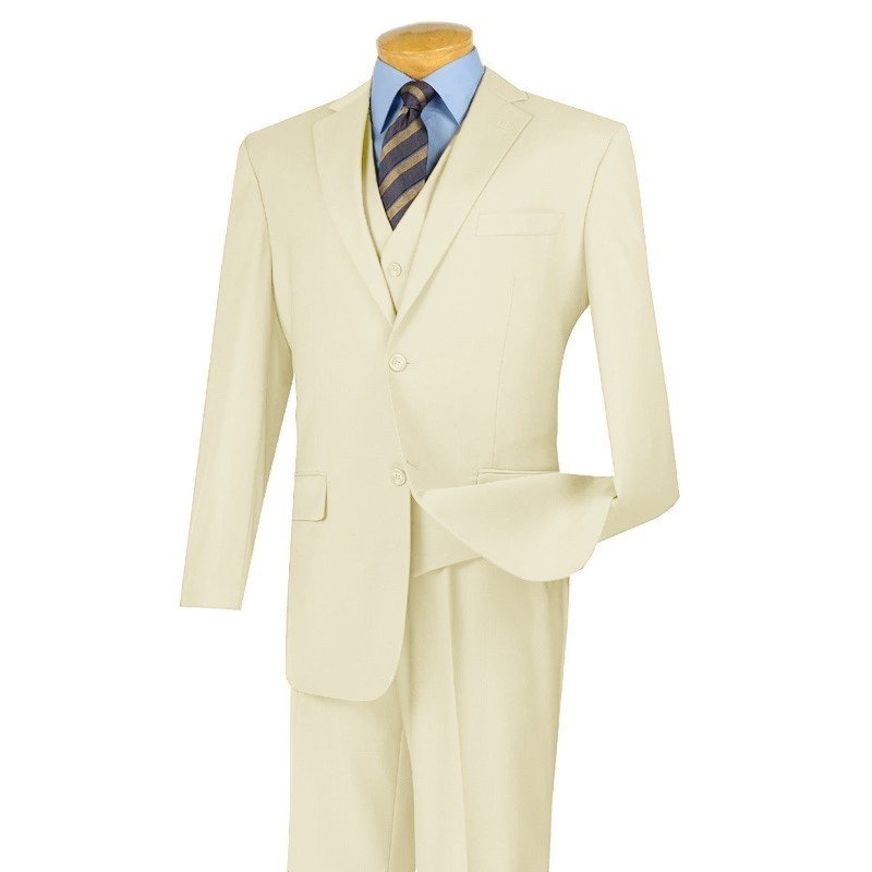 Vinci Men’s Regular Fit 3-Piece Solid Color Suit