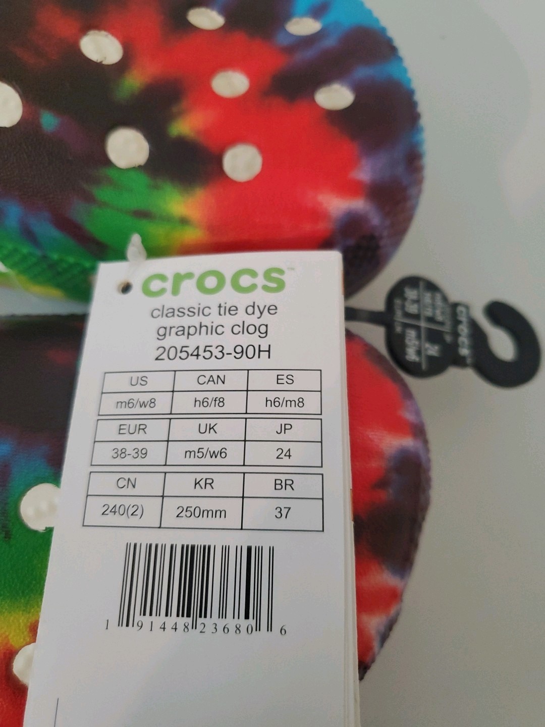 Crocs Unisex Classic Tie Dye Graphic Clog With White Inside US M7/ W8 EU 38-39 N