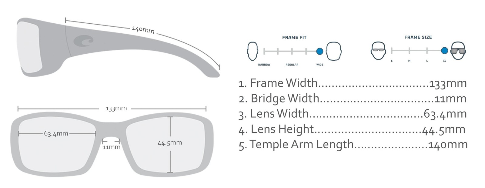 Costa Del Mar Rincon Midnight Blue frame gray gradient 580 Glass Polarized Lens