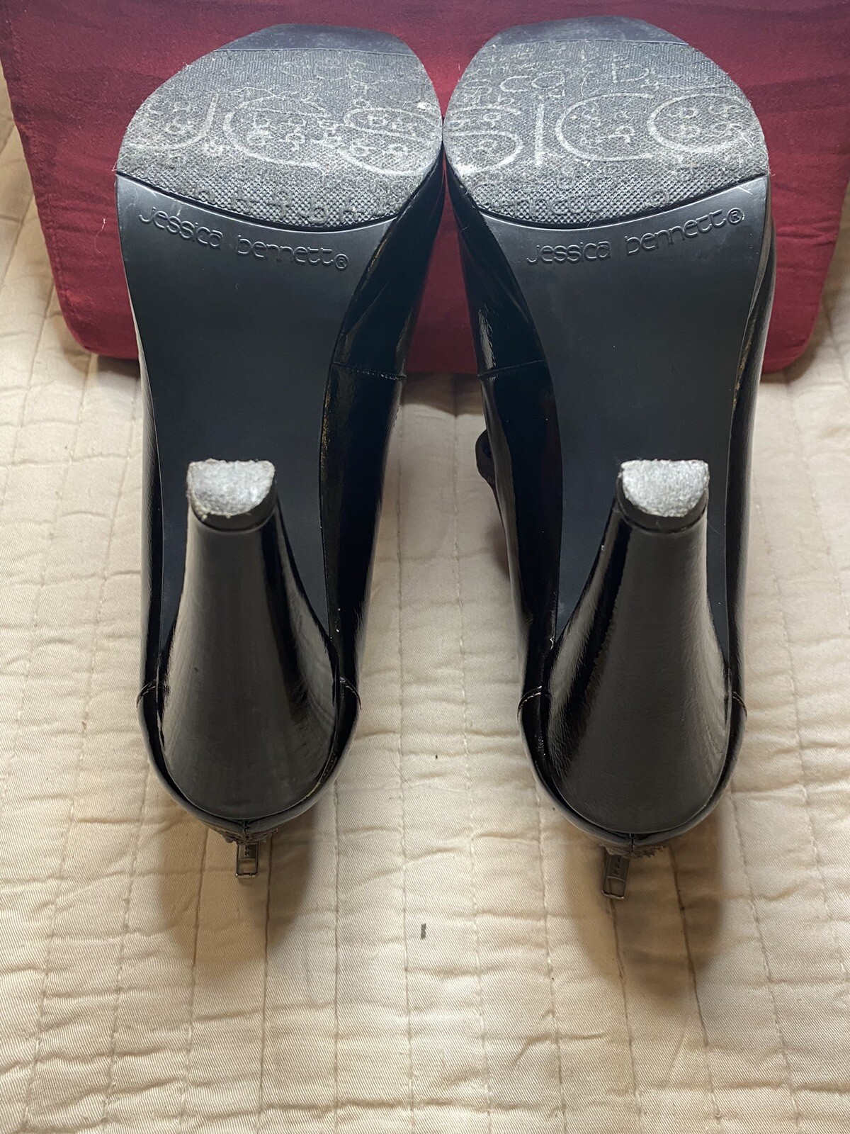 Jessica Bennett JNASH Square Toe Platform Pumps Brown 9M Rear Zipper